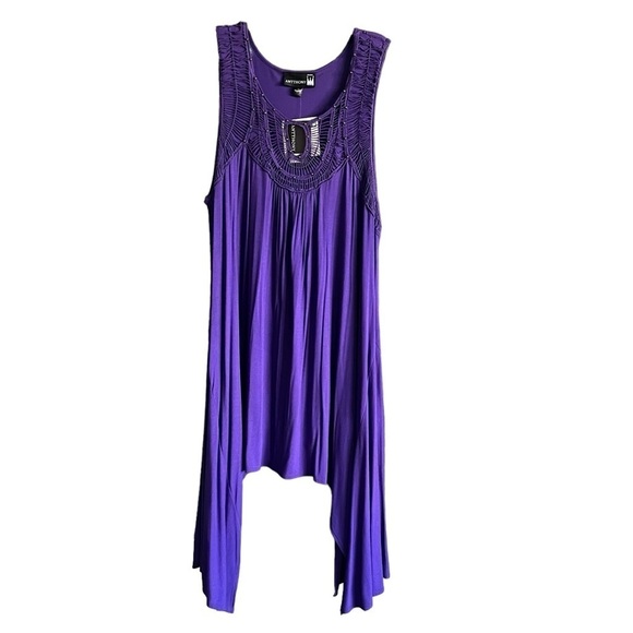 Anthony Original Womens 2 Piece Tank Top Pants Set Shark Bite Hem Purple 2X - Picture 2 of 14